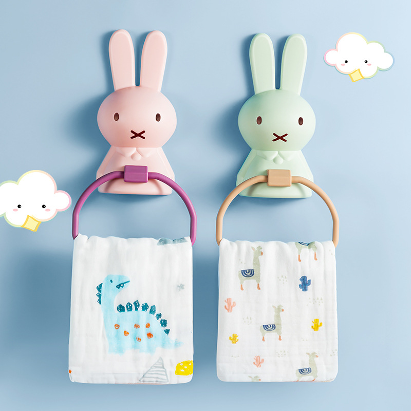 Home Edit Bathroom Storage - Porte-serviettes mural Miffy mignon sans perforation,